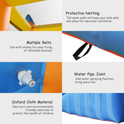Costzon Inflatable Water Slide, Giant Bouncy Waterslide Park for Kids Backyard Outdoor Fun with Climbing Wall