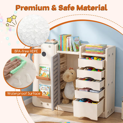 Costzon Dinosaur-Shaped Toy Storage Organizer Toddler Toy and Book Storage Cabinet
