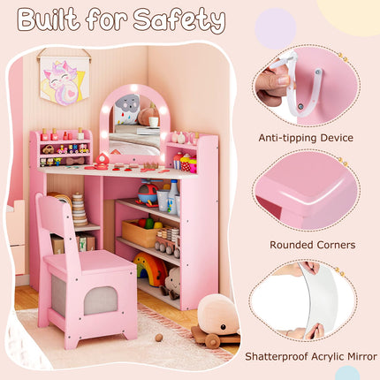Costzon  Kids Vanity Table and Chair Set