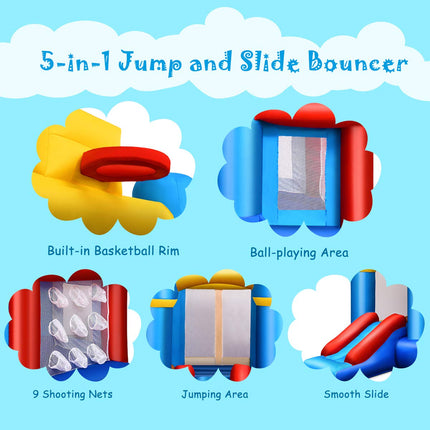 Costzon Inflatable Bounce House 5 in 1 Kids Slide Jumping Bouncer Castle