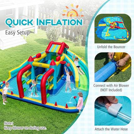 Costzon Inflatable Double Water Slide Bounce House