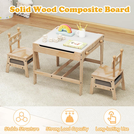 Costzon Kids Table and Chairs 4 in 1 Wooden Activity Desk Set (Alien Shape)