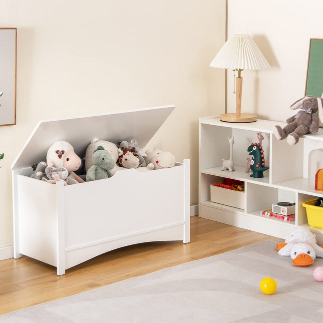 Costzon Wooden Toy Box, 36" Kids Large Storage Trunk Bench Organizer with Safety Hinges