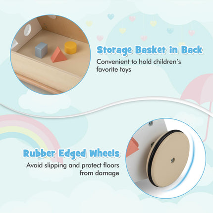 BABY JOY Wooden Baby Walker Push and Pull Sit-to-Stand Learning Walker Activity Center