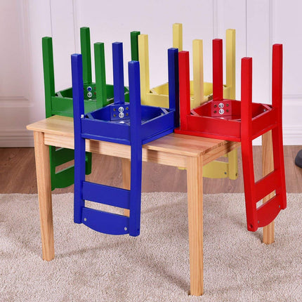 Costzon Kids Table and Chair Set 5 Piece Wood Activity Table & Chairs for Children Arts Crafts