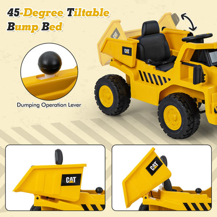 Costzon Kids Ride on Dump Truck, 12V Electric Vehicle W/2.4G Remote Control, Working Megaphone
