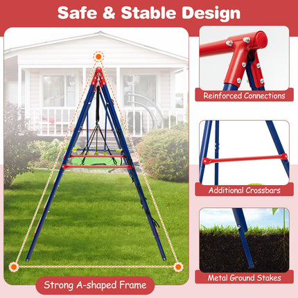 Costzon Swing Sets for Backyard, 6 in 1 Heavy-Duty Metal Swing Set with 2 Swings