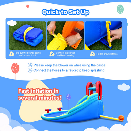 Costzon Inflatable Water Slide for Kids, Mighty Kids Inflatable Water Park w/Splash Pool