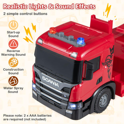 Costzon Licensed Scania Large Fire Truck Toy with 360° Extendable Ladder(Fire Truck)
