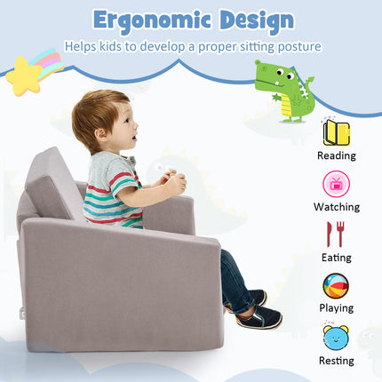 Costzon Kids Sofa, 2 in 1 Flip Open Couch with Machine Washable Sofa Cover