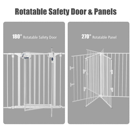 115 Inch Length 5 Panel Adjustable Wide Fireplace Fence - Costzon
