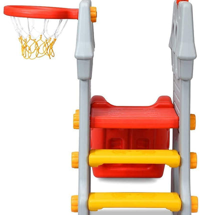 Costzon Toddler Slide Playground Climber Set, 5 in 1 Slide for Kids with Basketball Hoop, Kids Large Slide Playset Gift for Both Indoor Outdoor Use