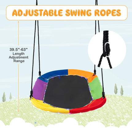 Costzon 700 lbs 60" Giant Platform Swing with Light, Tree Swing with Adjustable Hanging Ropes