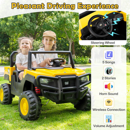 24V Ride On Dump Truck Licensed Caterpillar 2-Seater Kids Car with Remote Control