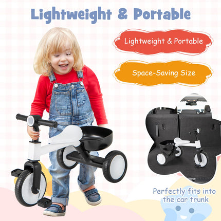 BABY JOY Toddler Tricycle, 2-in-1 Kids Tricycle Auxiliary Balance Bike with Carbon Steel Frame