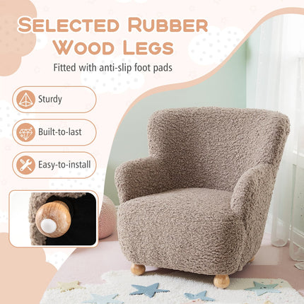 Comfy Kids Chair w/Solid Wooden Frame & Sherpa Fabric