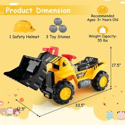 Costzon Ride on Excavator Ride on Construction Vehicles w/Helmet