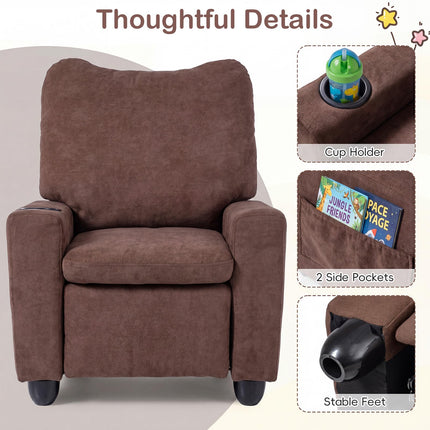 Costzon Ergonomic Kids Recliner Chair with Cup Holder & Footrest