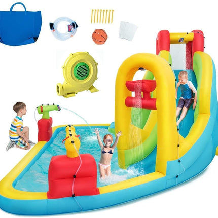 Costzon Inflatable Water Slide, 7-in-1 Giant Water Slide Bouncer Park with Blower