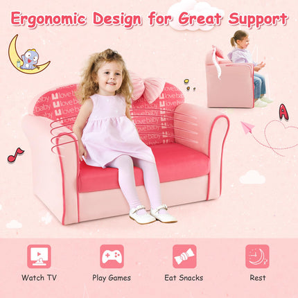 Costzon Kids Sofa, Toddler Upholstered Armchair with Solid Wooden Frame