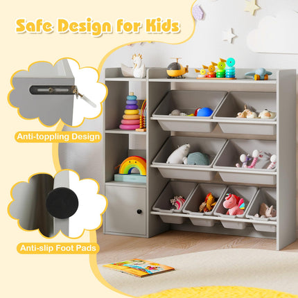 Costzon Kids Toy Storage and Bookshelf Wooden Bookcase（Large）