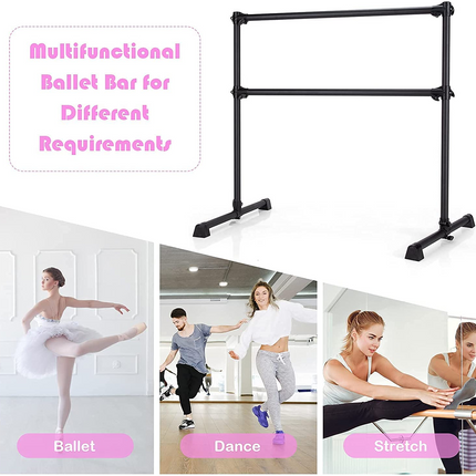 Costzon Portable Ballet Barre, 4FT Adjustable Double Freestanding Ballet Bar w/Anti-Skid Pad, Stable Base