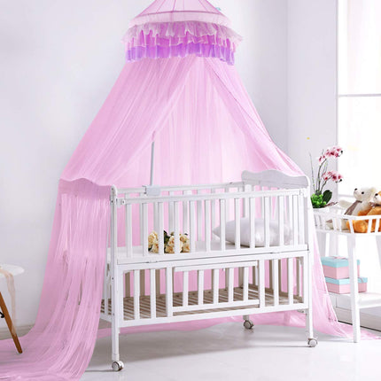 Elegant Lace Bed Mosquito Netting Mesh Canopy Princess Round Dome Bedding Net for Girls
