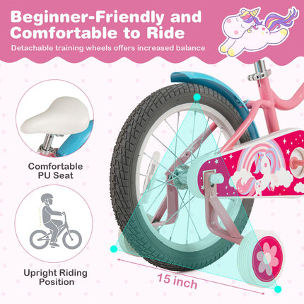 Costzon Girls Bike, 16" Children Training Bicycle for 4-7 Years Old with Woven Basket
