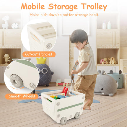Costzon Kids Toy Storage Organizer and Bookshelf, Multipurpose Shelf with Mobile Truck, Storage Bins & Cabinet