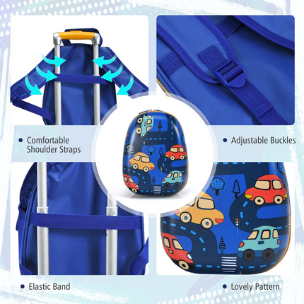 BABY JOY 2 PC Kids Carry On Luggage Set, 12" Backpack & 18" Toddler Suitcase