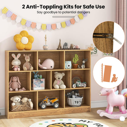 Costzon Montessori Shelf, 10-Section Toy Storage Organizer for Books Toys