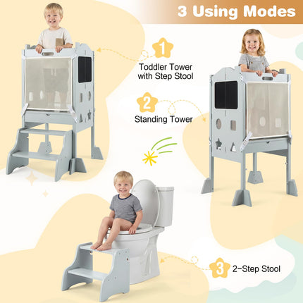 Costzon Folding Toddler Step Stool 2-Step Stool Safety Nets & Anti-Tip Feet