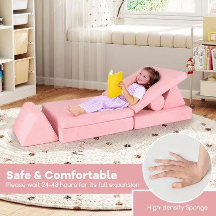Costzon 8 Pcs Modular Kids Play Couch for Building Fort Gift for Boys Girls 3+