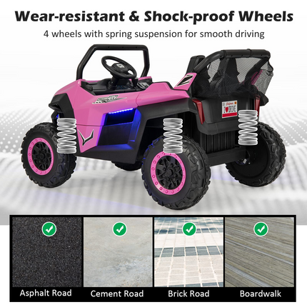 Costzon 2-Seater Ride on Car, Battery Powered Electric UTV w/ Remote Control, 4 Wheel Spring Suspension