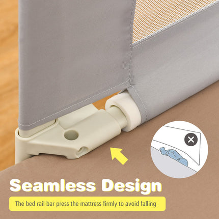 BABY JOY Bed Rail for Toddlers, 57’’ Extra Long, Height Adjustable & Foldable Baby Bed Rail Guard