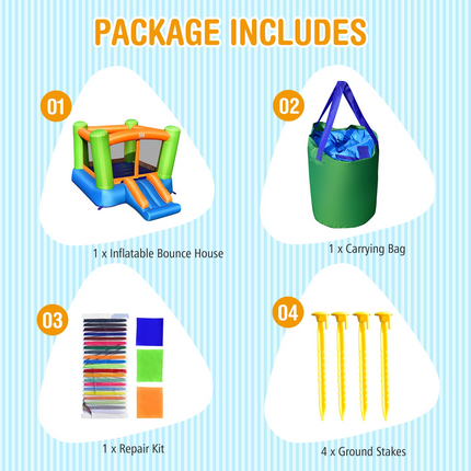 Costzon Inflatable Bounce House, Bouncy House for Kids Indoor Outdoor Party Family Fun with Slide