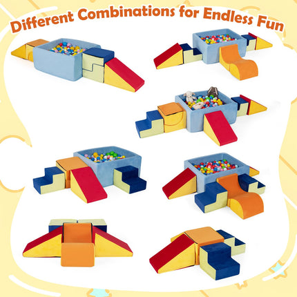 Costzon 6-Piece Foam Climbing Blocks w/Square Ball Pit for Toddlers