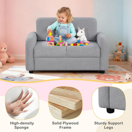 Costzon Kids Couch| Toddler Armrest Chair w/Teddy Fleece Upholstery & Solid Wooden Frame