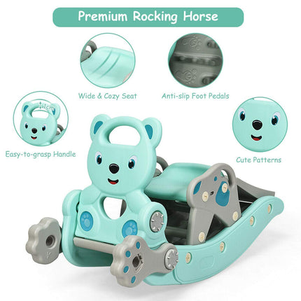 Costzon 5 in 1 Toddler Slide Rocking Toy, Slide for Kids with Detachable Stool