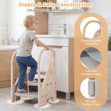 Costzon Toddler Step Stool for Bathroom Sink Adjustable 3-Step Helper Stool