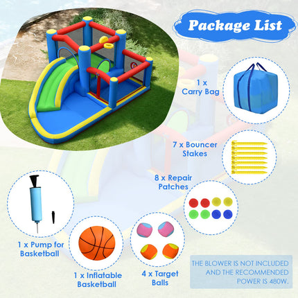 BOUNTECH Inflatable Water Slide, Bouncy House for Kids 5-12 Indoor Outdoor Party Family with Target Balls