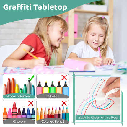 Costzon Kids Table and 4 Chair Set, Height Adjustable Toddler Desk and Chairs, Children Art Study Multi-Activity Table Set