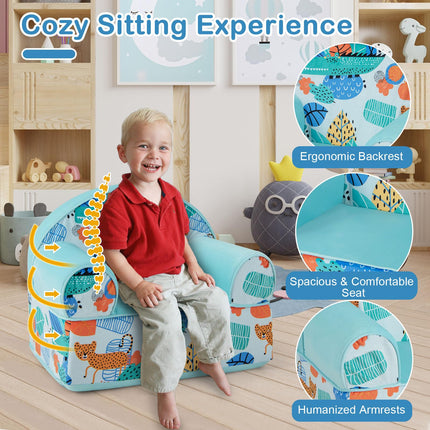 Costzon Kids Sofa, Foam Filled Armchair with Washable Velvet Cover & Soft Sponge Filling, Upholstered Sofa Chair for Preschool(Leaf)