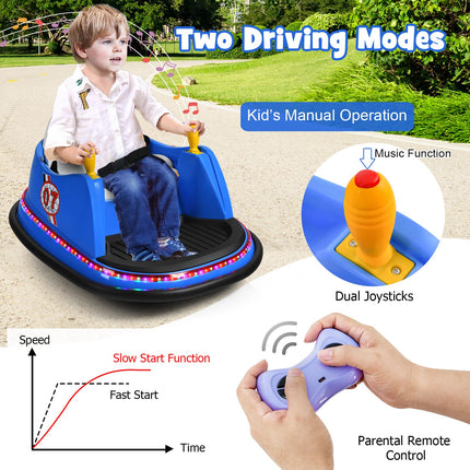 Costzon Bumper Car for Kids, 12V Battery Powered Bumping Car w/Remote Control, Dual Joysticks