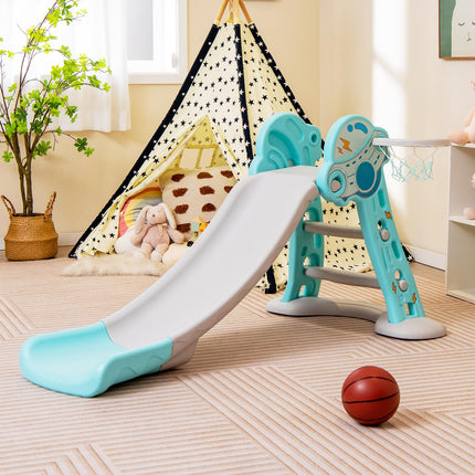 BABY JOY Toddler Slide, 3 in 1 Folding Baby Slide Climber Playset, Freestanding Slide with Long Slipping Slope