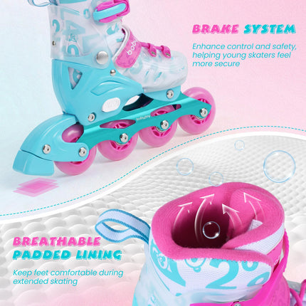 BABY JOY Inline Skates 4 Sizes Adjustable Kids Roller Blades