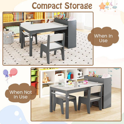 Costzon Kids Table and Chairs, 3 in 1 Wooden Art Drawing Table