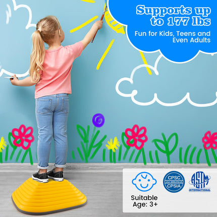 Costzon 6 Pcs Kids Stepping Stone, Non-Slip Toddler Balance Stones, Balance Blocks for Indoor/Outdoor Exercise