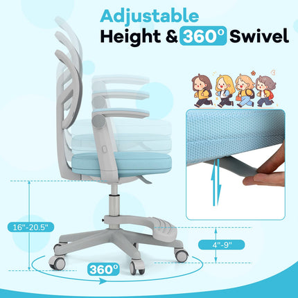 Costzon Kids Desk Chair Student Ergonomic Computer Chair with Wheels