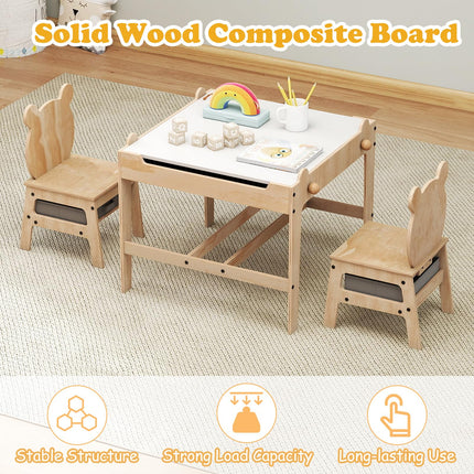 Costzon Kids Table and Chairs 4 in 1 Wooden Activity Desk Set (Bear Shape)